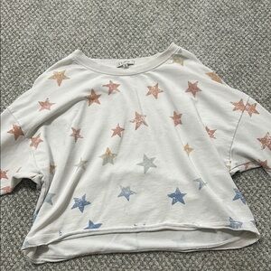 Z Supply Star Patterned White Sweatshirt